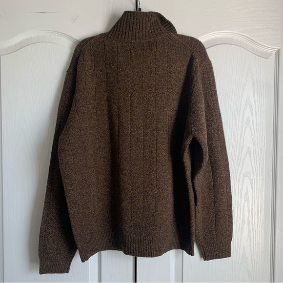 Men’s Talbots Merino Wool Blend Brown Zip Sweater - Picture 8 of 10